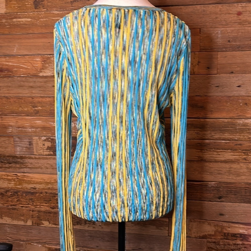 Laundry by Shelli Segal Striped V-Neck Women's Top tie front - Picture 5 of 7